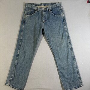Wrangler Blue Denim‎ Straight Leg Jeans Casual Workwear Pants Men's Size 34x30
